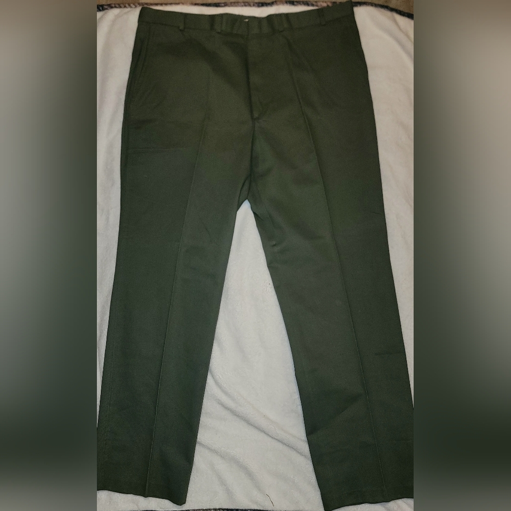 Vintage Lands End Men's Pants 34x44 Dark Olive Green- Pockets-USA- BNWT